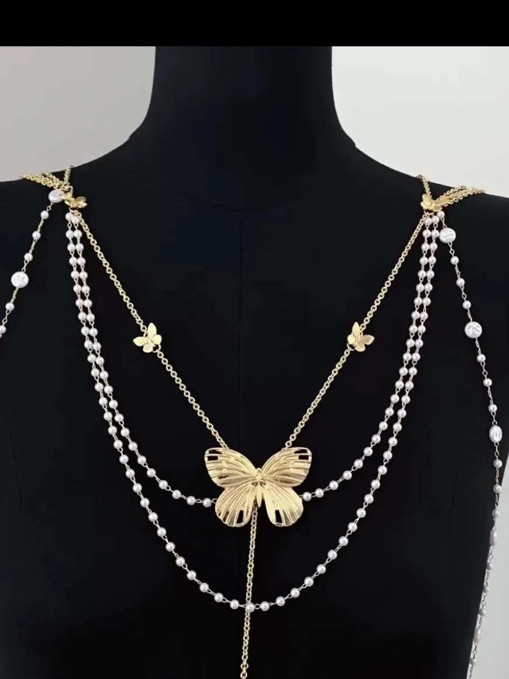 Anthropology Gold & Silver Butterfly Body Chain